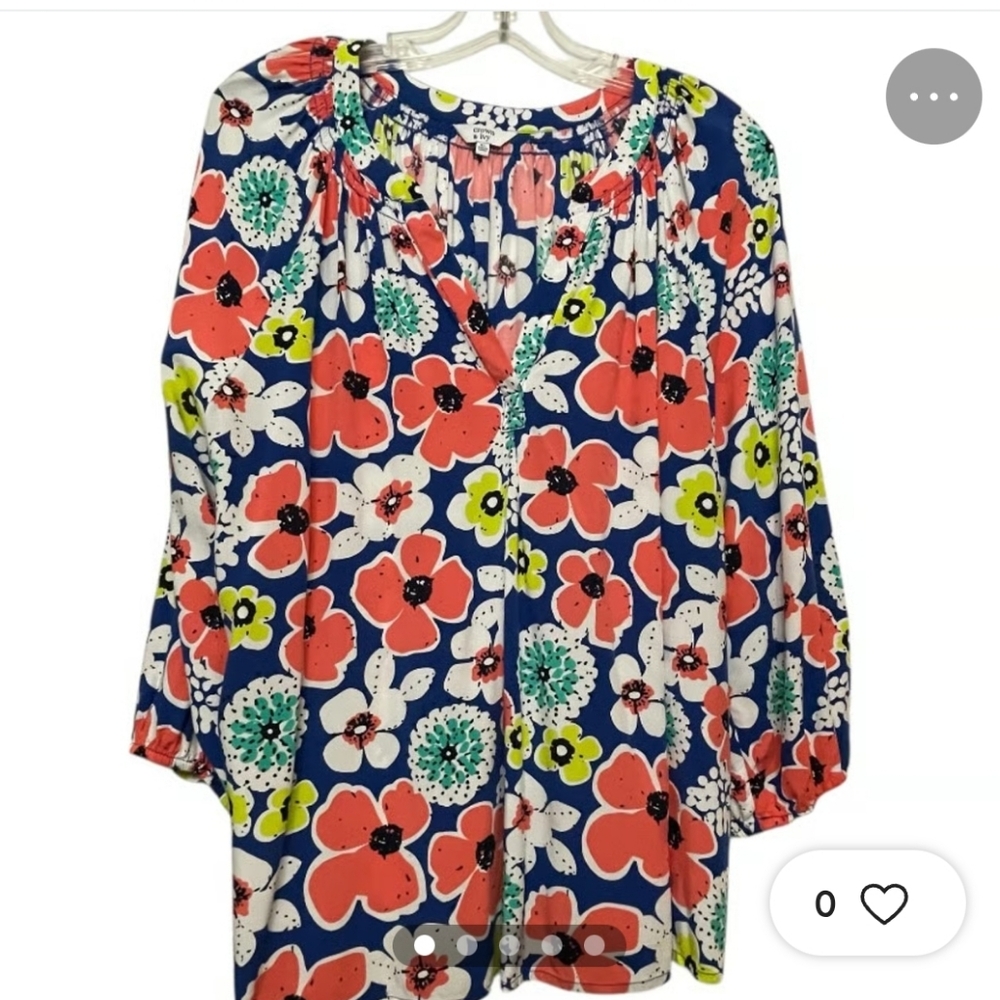Crown & Ivy Blue and Pink Floral Top
